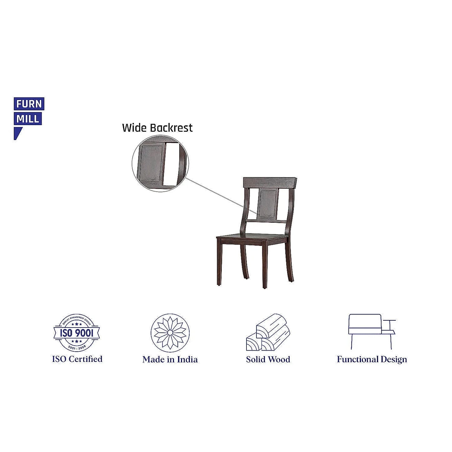 Bidford Wooden Dining Chair - Set of 2 - Dark Walnut Finish