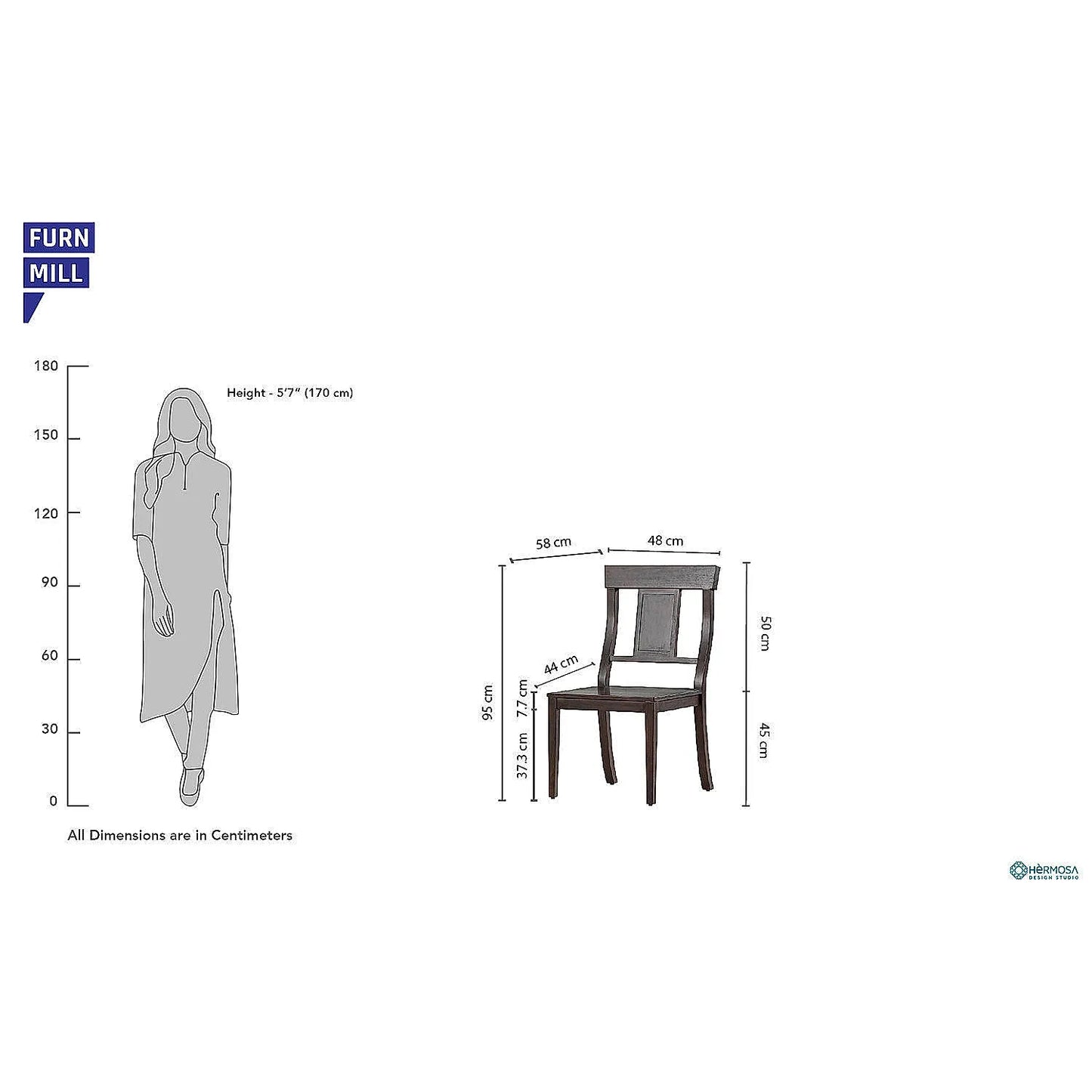 Bidford Wooden Dining Chair - Set of 2 - Dark Walnut Finish
