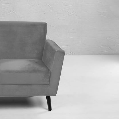 Cairo Wooden 3 Seater Sofa (Velvet, Grey)