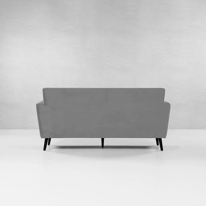 Cairo Wooden 3 Seater Sofa (Velvet, Grey)