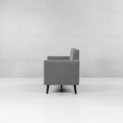 Cairo Wooden 3 Seater Sofa (Velvet, Grey)