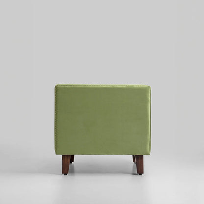 Manchester 1 Seater Wooden Sofa (Velvet, Green)