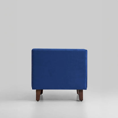 Manchester 1 Seater Wooden Sofa (Velvet, Blue)