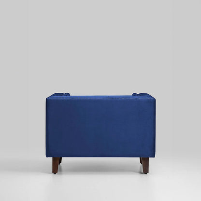 Manchester 1 Seater Wooden Sofa (Velvet, Blue)