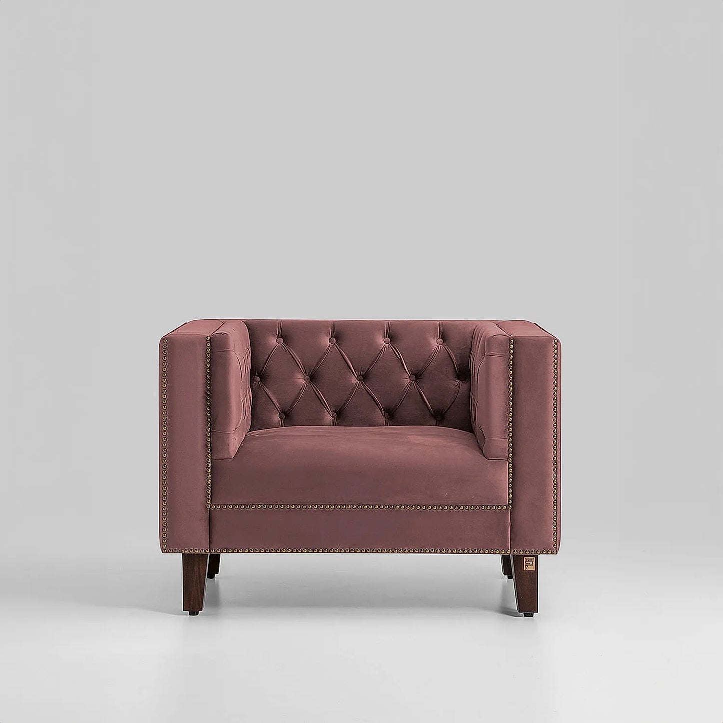 Manchester 1 Seater Wooden Sofa (Velvet, Mauve)