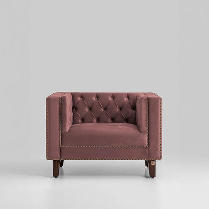Manchester 1 Seater Wooden Sofa (Velvet, Mauve)