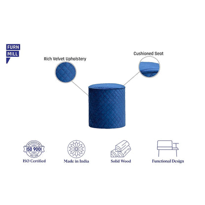 Mable Ottoman (Velvet, Blue)