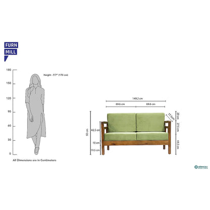 Crate 2 Seater Wooden Sofa (Velvet, Green)