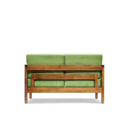 Crate 2 Seater Wooden Sofa (Velvet, Green)